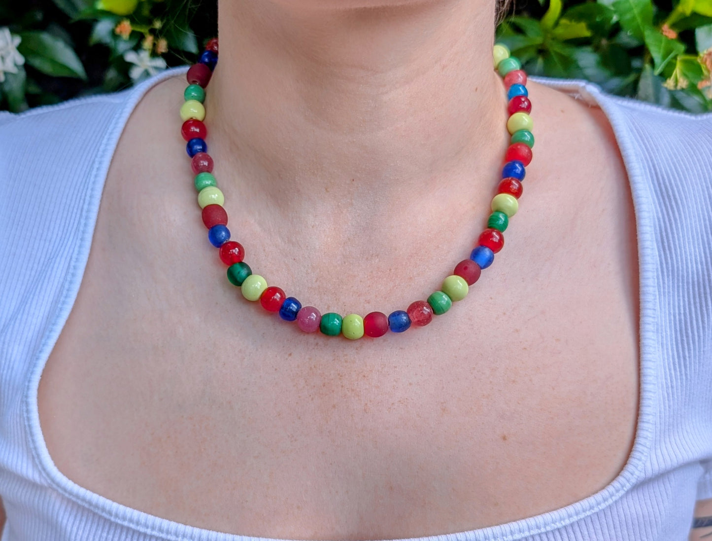 Carnival Vintage Glass Bead Necklace