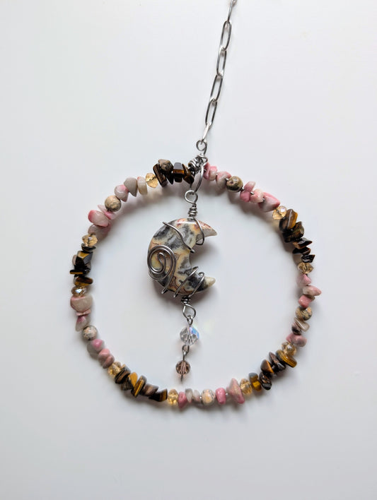 Snakeskin Jasper Moon Suncatcher
